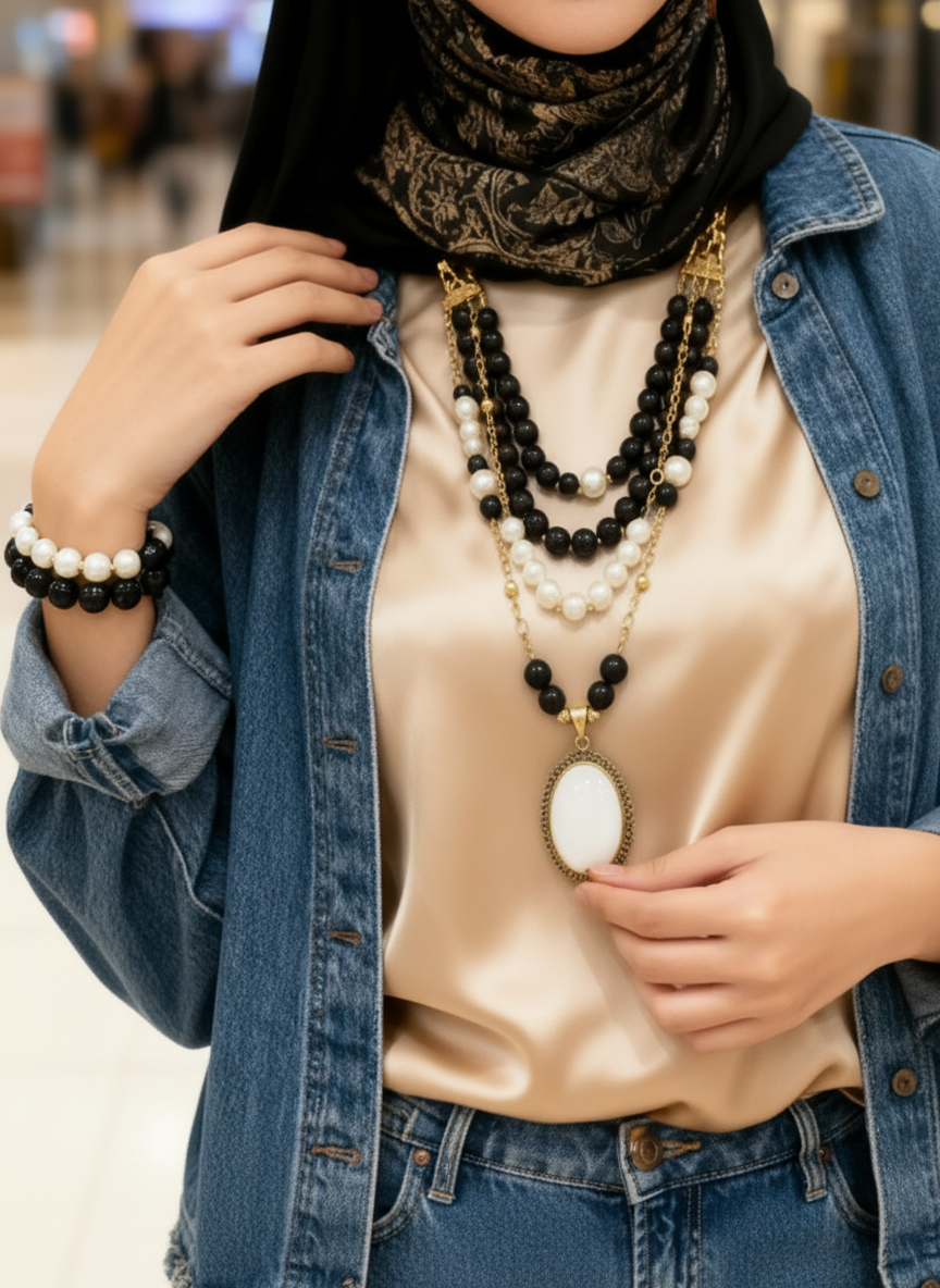 Talah Elegant Set Pearl & Marjan