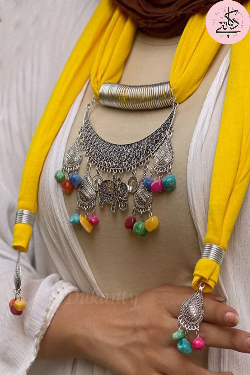 Yellow Arabic Necklace Scarf