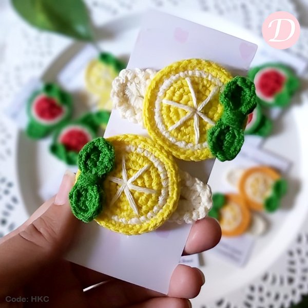 Lemon Crochet Hair Bows