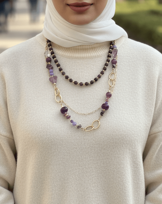 Radwa Necklace - Agate Stones