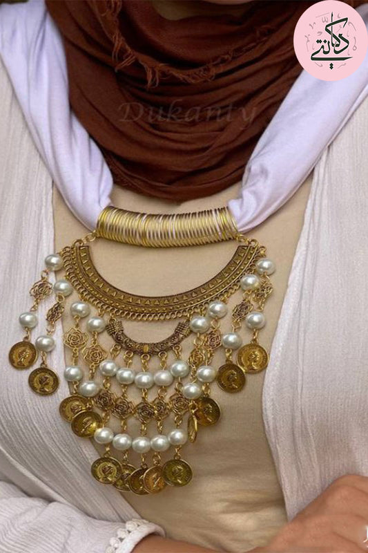 White Arabic Necklace Scarf