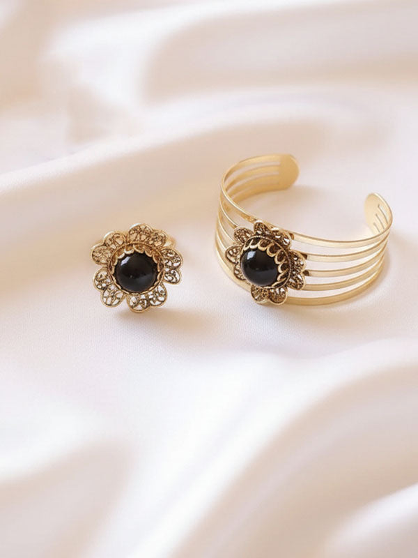 Delicate Blossom Set - Pure Copper and Agate Stone