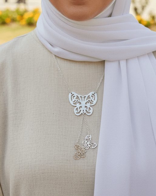 The Butterfly Necklace - Silver Plated