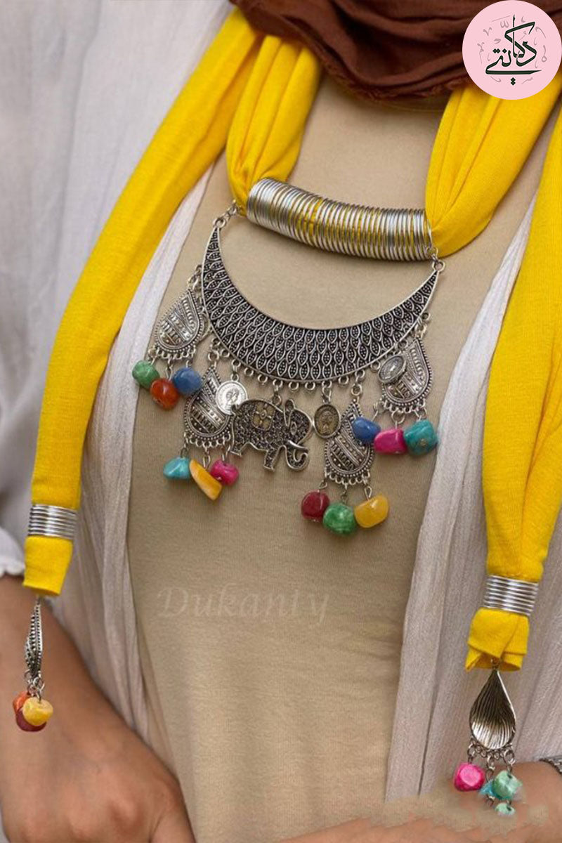 Yellow Arabic Necklace Scarf