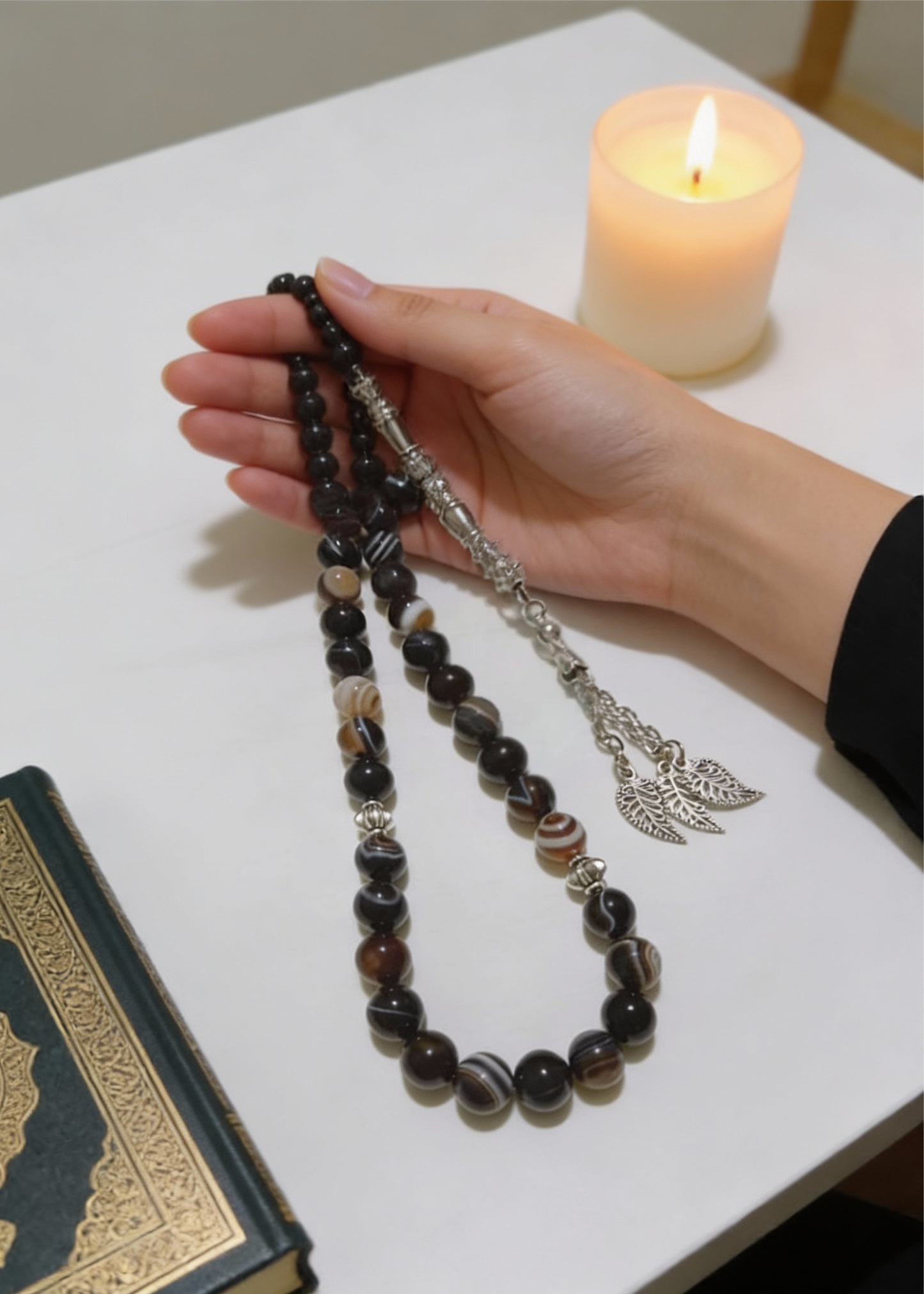 Black & Brown Rosary - Agate Stones