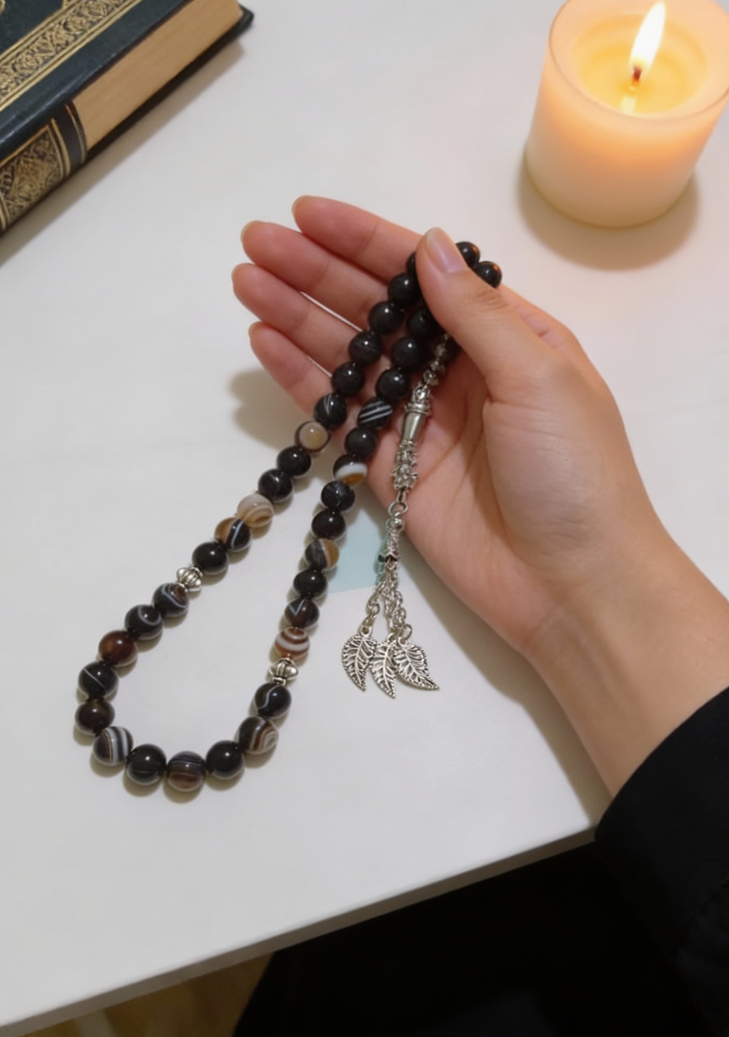 Black & Brown Rosary - Agate Stones