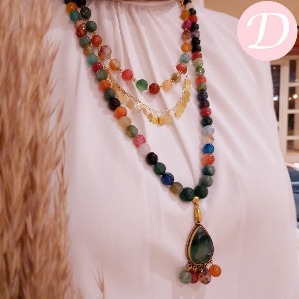 Sultana Nahid Necklace - Colorful Agate