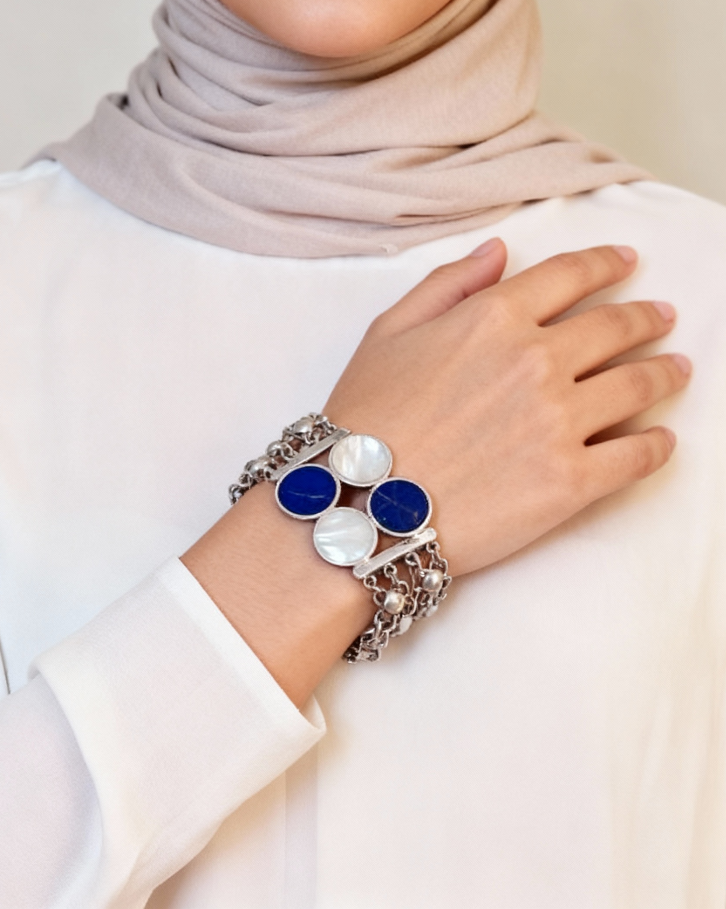 Eman Blue Set - Silver Plated