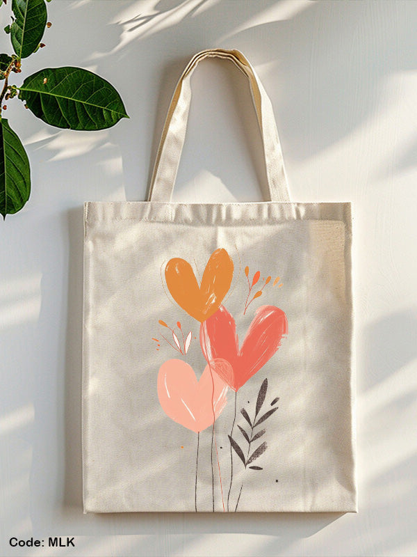 Small Heart Tote Bag - Linen