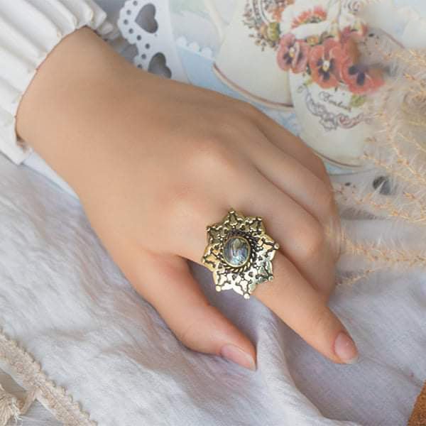 Fairouza Flower Ring - Pure Copper