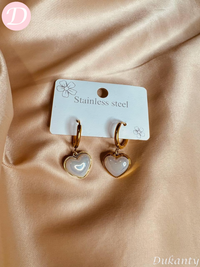 Seashell Heart Earrings - Stainless Steel