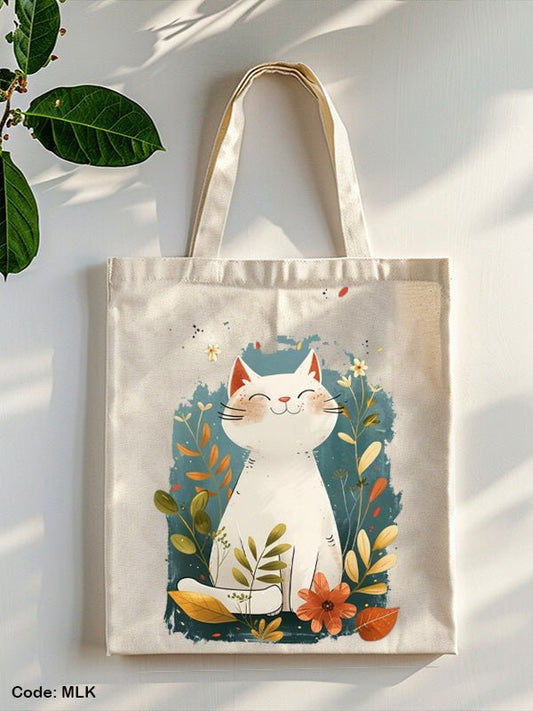 Cat Tote Bag - Linen