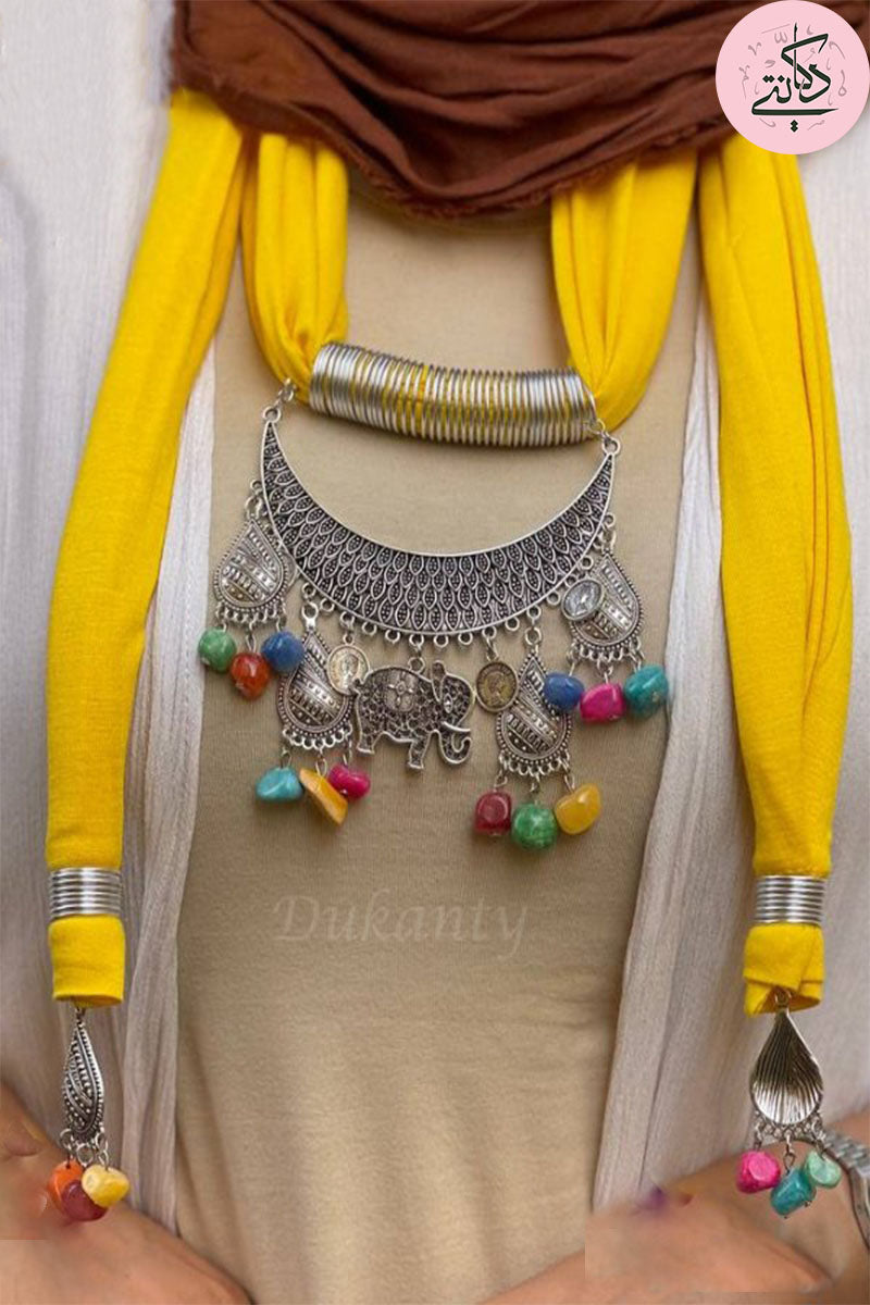 Yellow Arabic Necklace Scarf