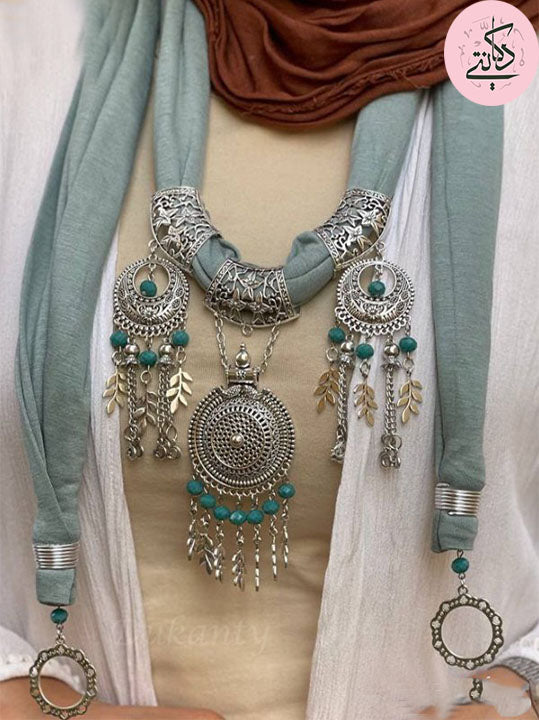 Turquoise Arabic Necklace Scarf