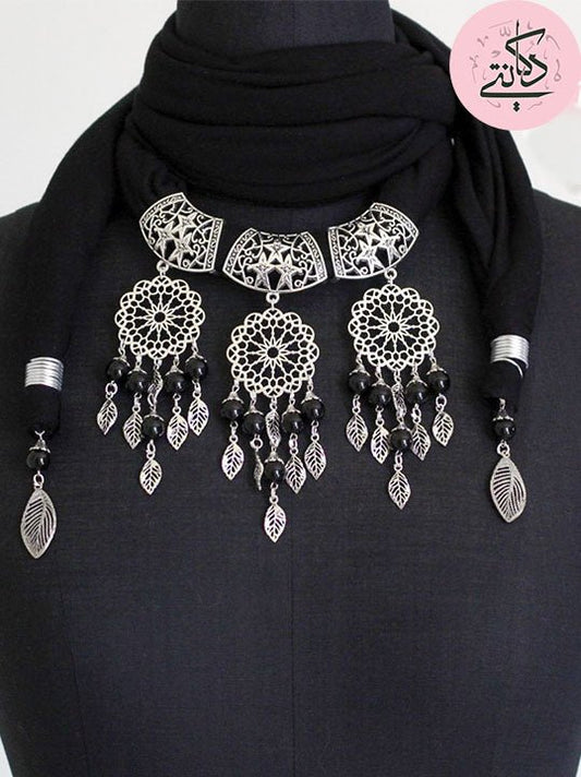 Black Leaves Necklace Scarf