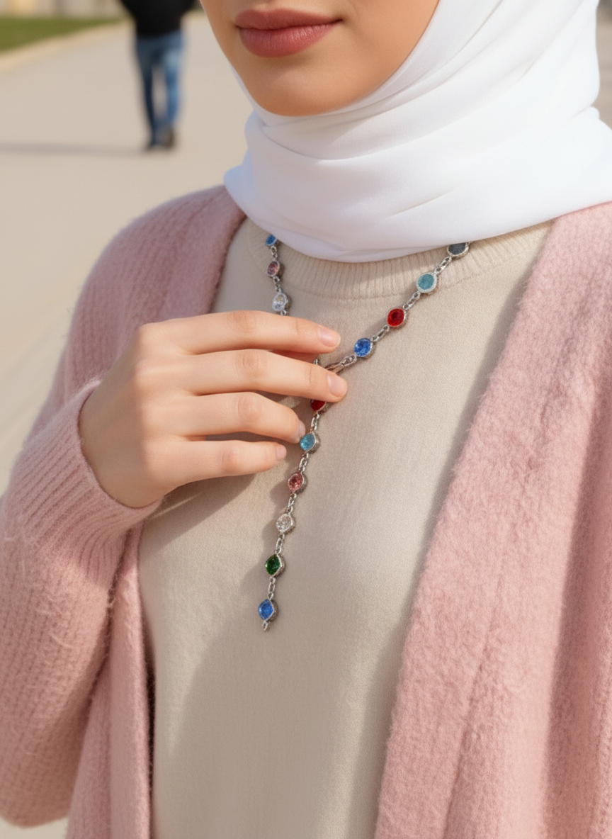 Salma Necklace - Stainless Silver Plated