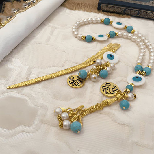 Hayam Turquoise & Pearl Rosary Set