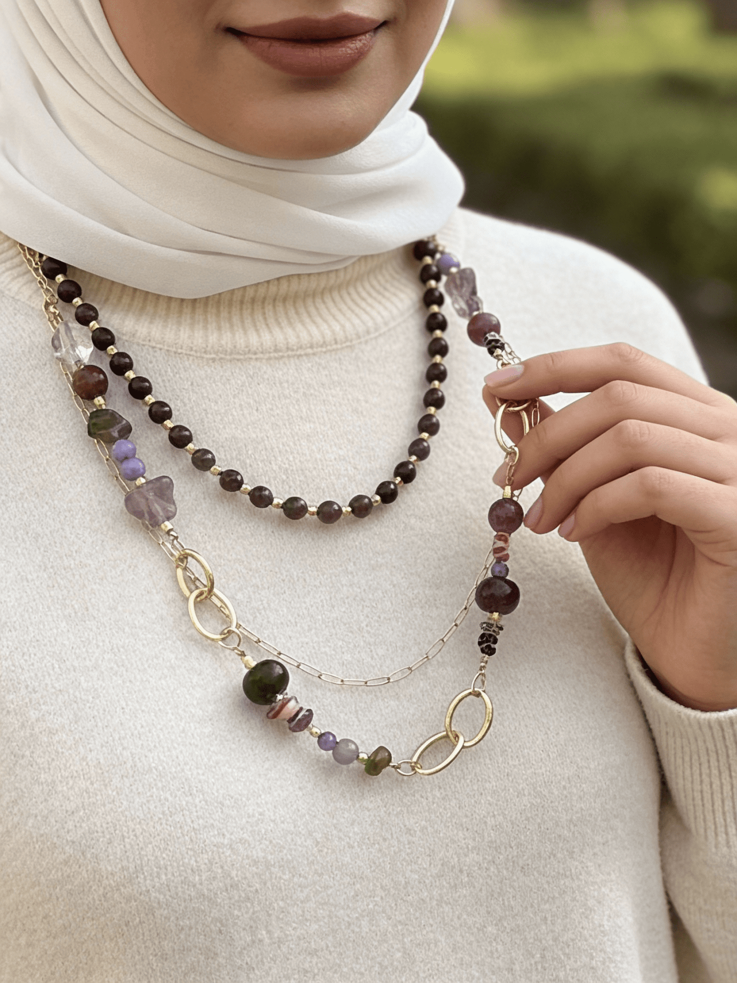 Radwa Necklace - Agate Stones