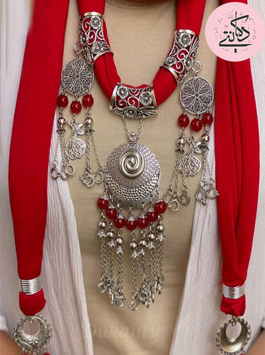 Red Magnificent Necklace Scarf