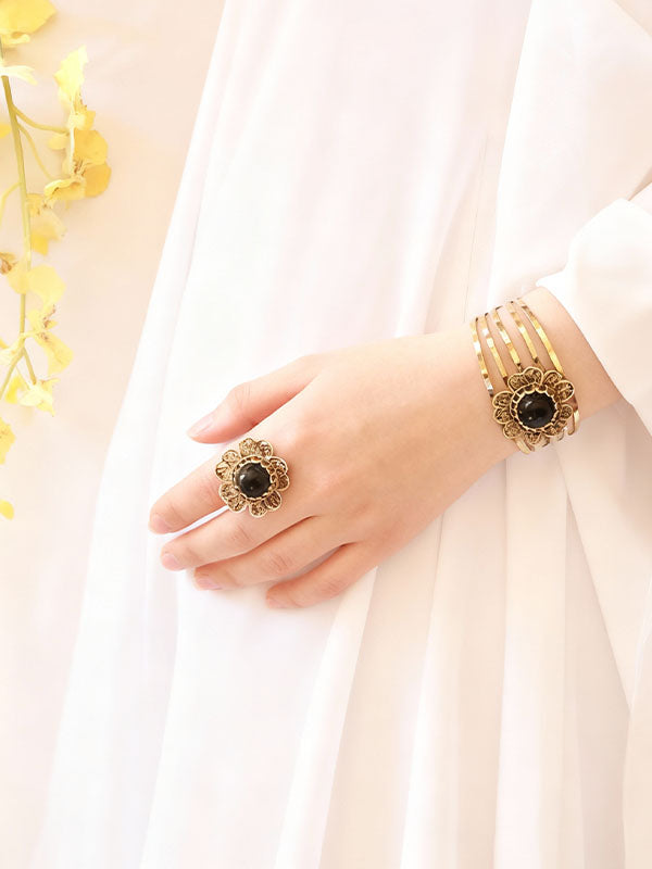 Delicate Blossom Set - Pure Copper and Agate Stone