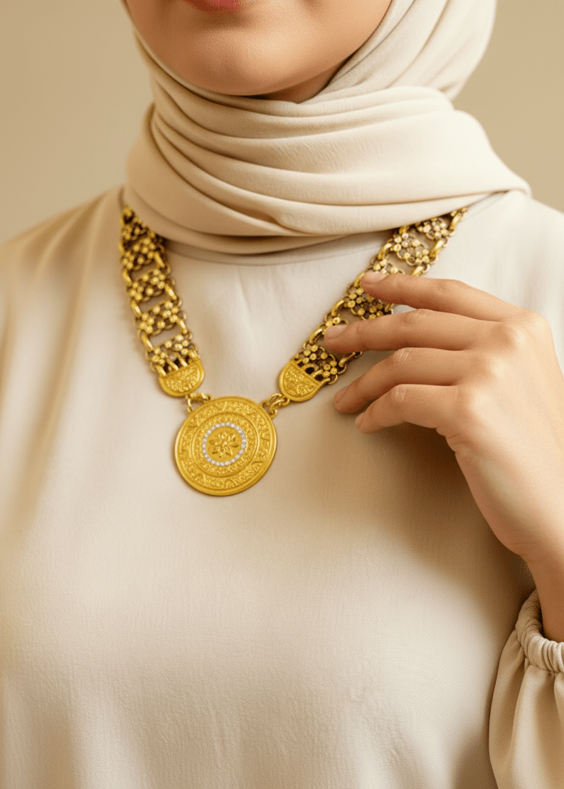 قلادة بسمة - مطلية بالذهب والفضة