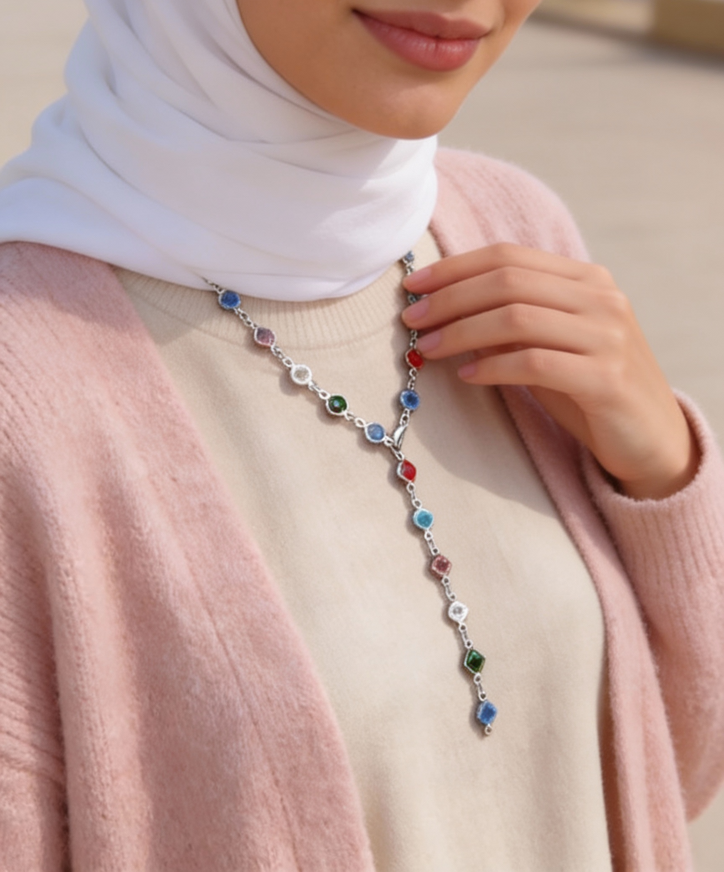 Salma Necklace - Stainless Silver Plated