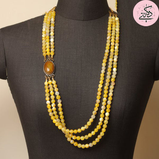 Laila Delicate Necklace - Yellow Agate