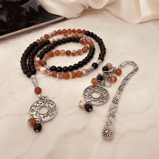 Marwa Agate And Onyx Rosary Set