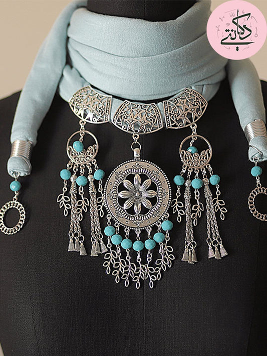 Turquoise Arabic Necklace Scarf