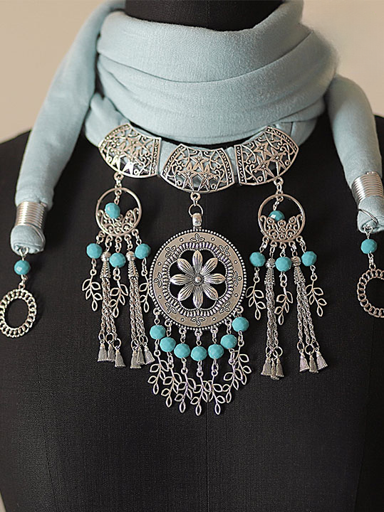 Turquoise Arabic Necklace Scarf