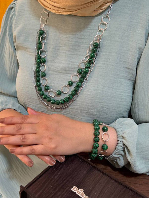 Ashwa Elegant Set - Malachite Stones