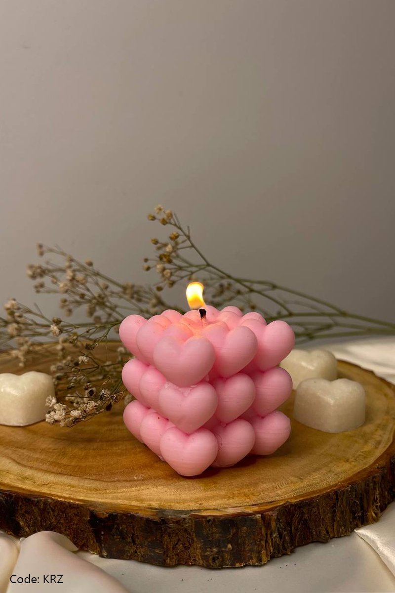 Pink Heart Candle