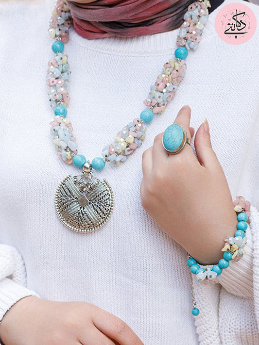 Aaliyah Set - Turquoise and Seashell Stone