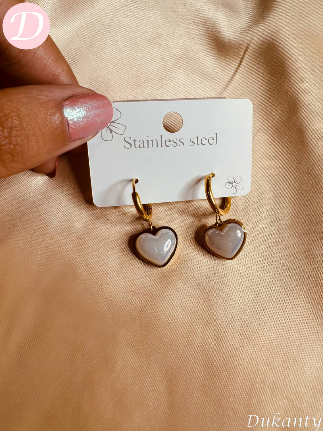 Seashell Heart Earrings - Stainless Steel