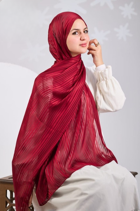 Amal Scarf - Chiffon*  Striped Satin