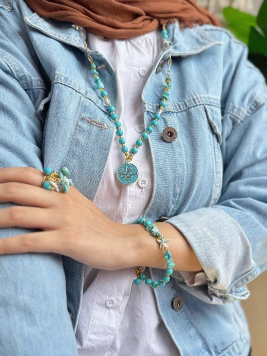 Reham Set - Turquoise And Acrylic Stones