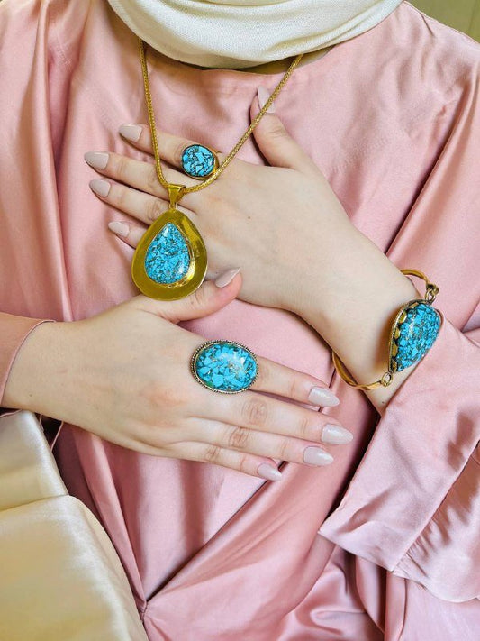 The Wonderful Turquoise Set - Gold And Silver Plated