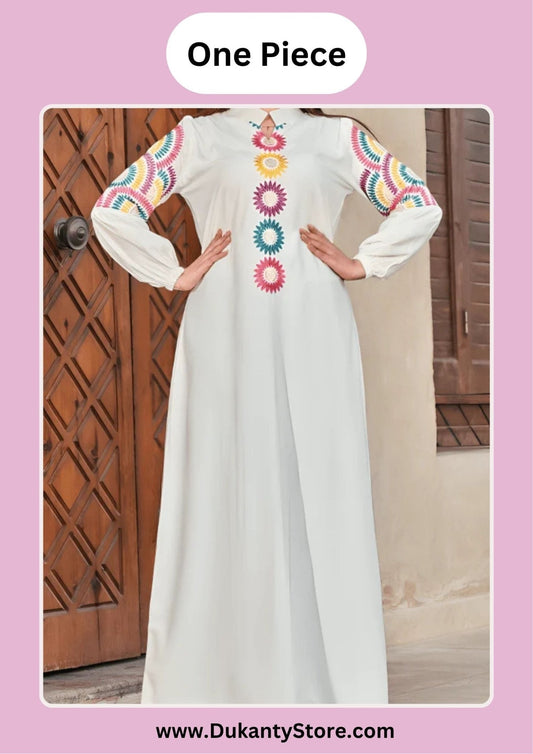 Rihanna White Abaya -  Cotton