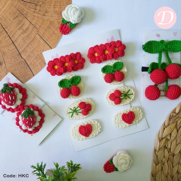 Cherry Crochet Hair Bows