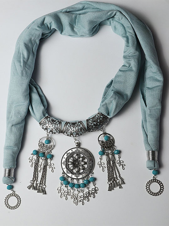 Turquoise Arabic Necklace Scarf