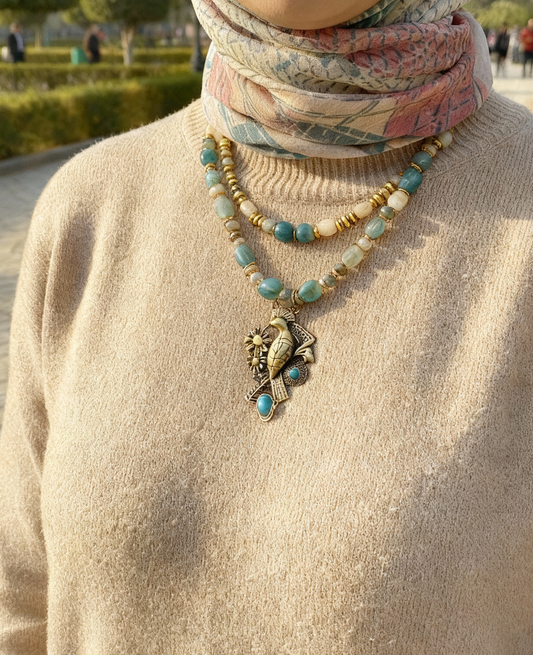 Rawnaq Stones Necklace - Pure Copper