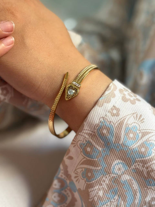 White Snake Bangle - Stainless Steel