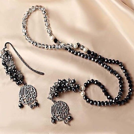 Elegant Rosary Set - Black Crystals