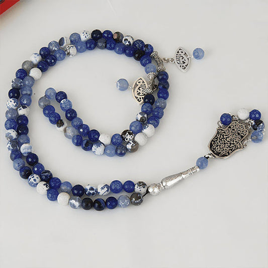 El Marwa Agate  Rosary - Silver Plated