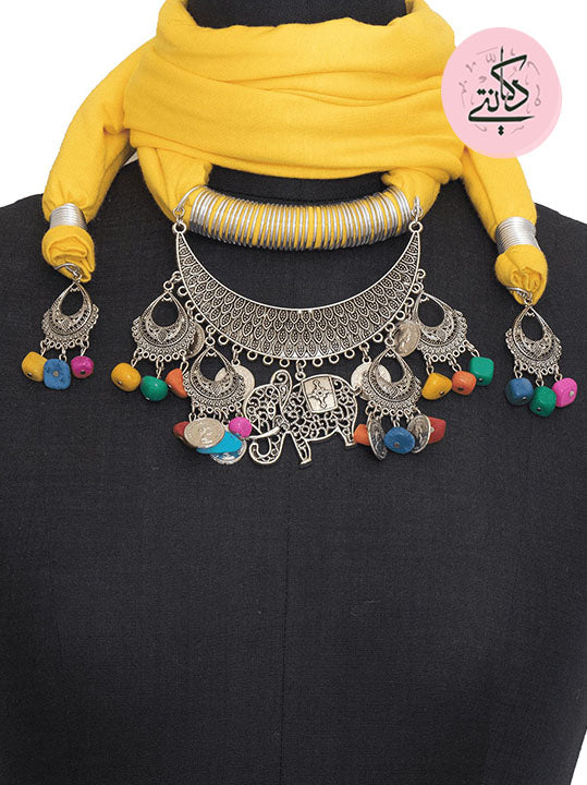 Yellow Indian Necklace Scarf