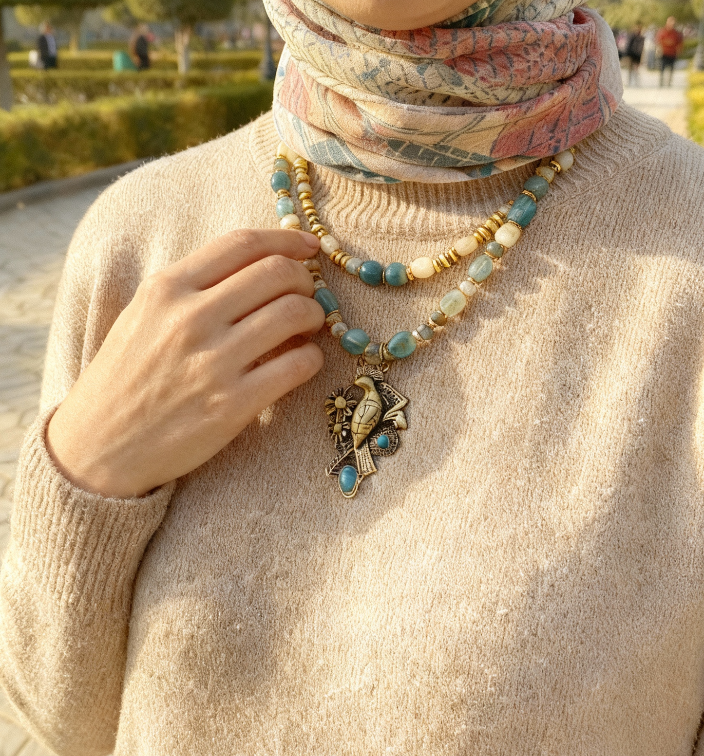 Rawnaq Stones Necklace - Pure Copper