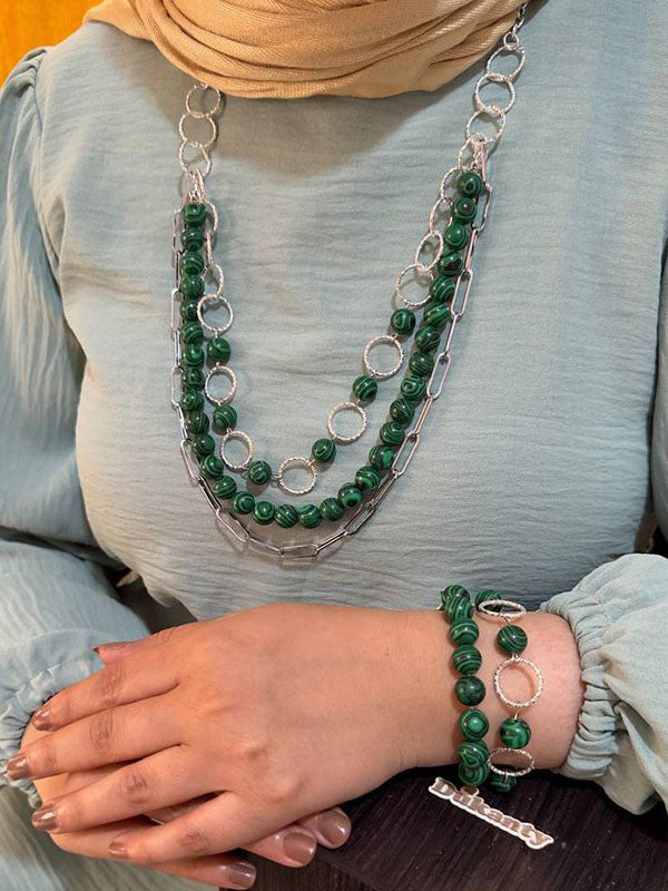 Ashwa Elegant Set - Malachite Stones