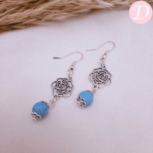 Silver Flower Earrings - Silver Metal