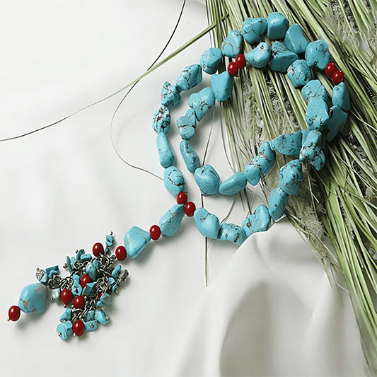 Rahma Turquoise Rosary - Silver Plated