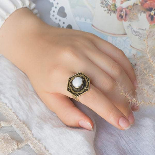 Islamic Style Ring - White Agate